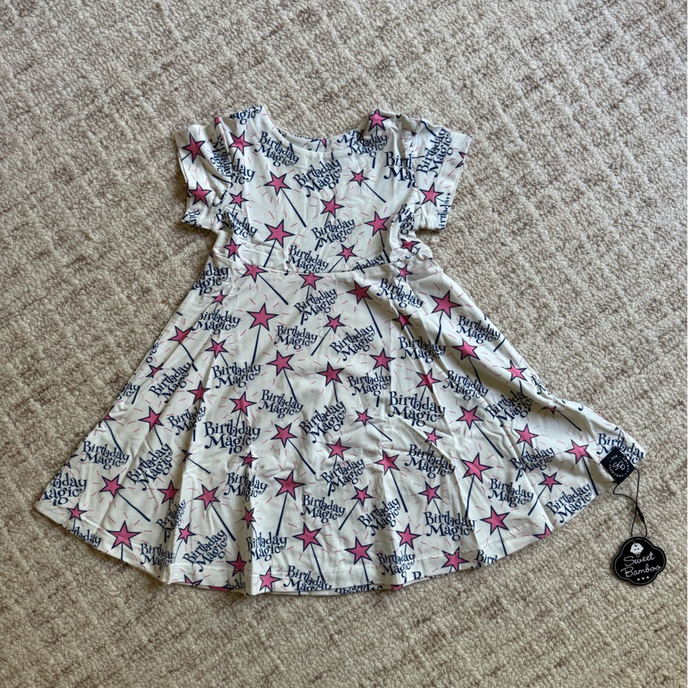 Birthday Magic White and Pink Star Dress